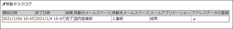 画面キャプチャー：移動タスクログ